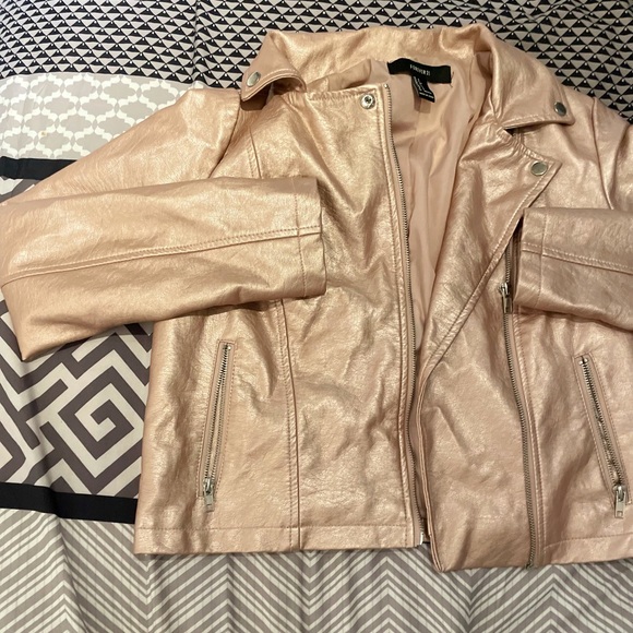 Forever 21 gold pink faux leather jacket. US S - Picture 2 of 6